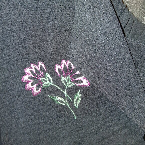 KARIN STEVENS KSL Vintage Black Embroidered Duster, Pants & Top 3 pc Set sz - Picture 6 of 9